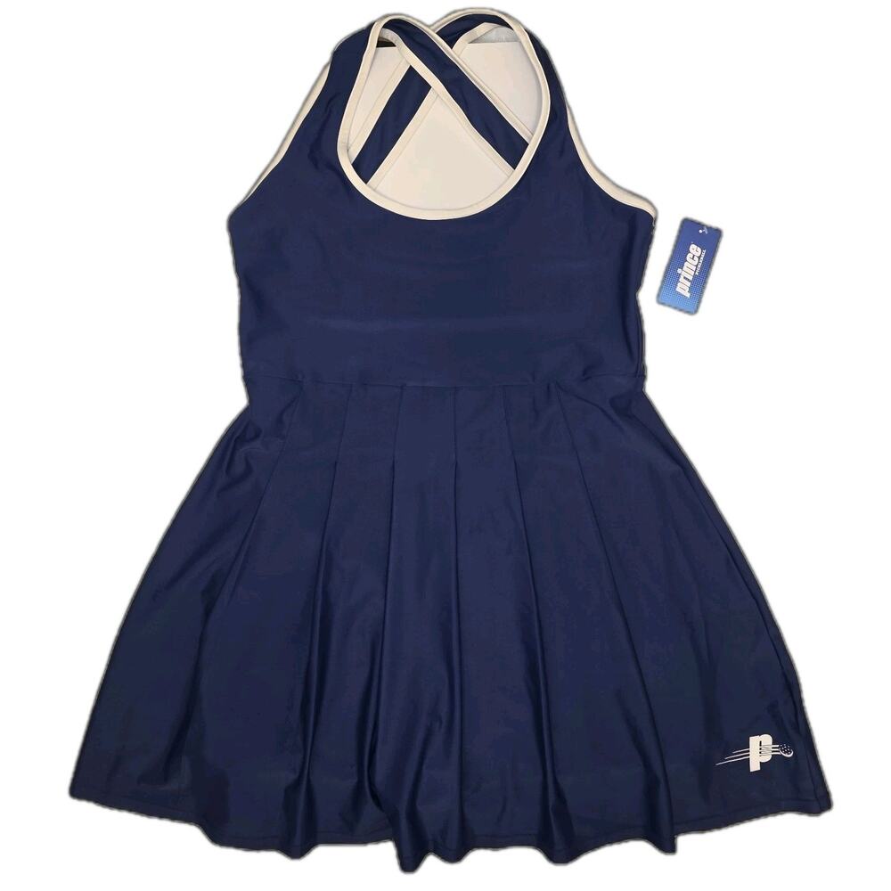 NWT L Women's Prince Pickleball Blue Tank Skort Dress $40 *Tiny Runs in Fabric*
